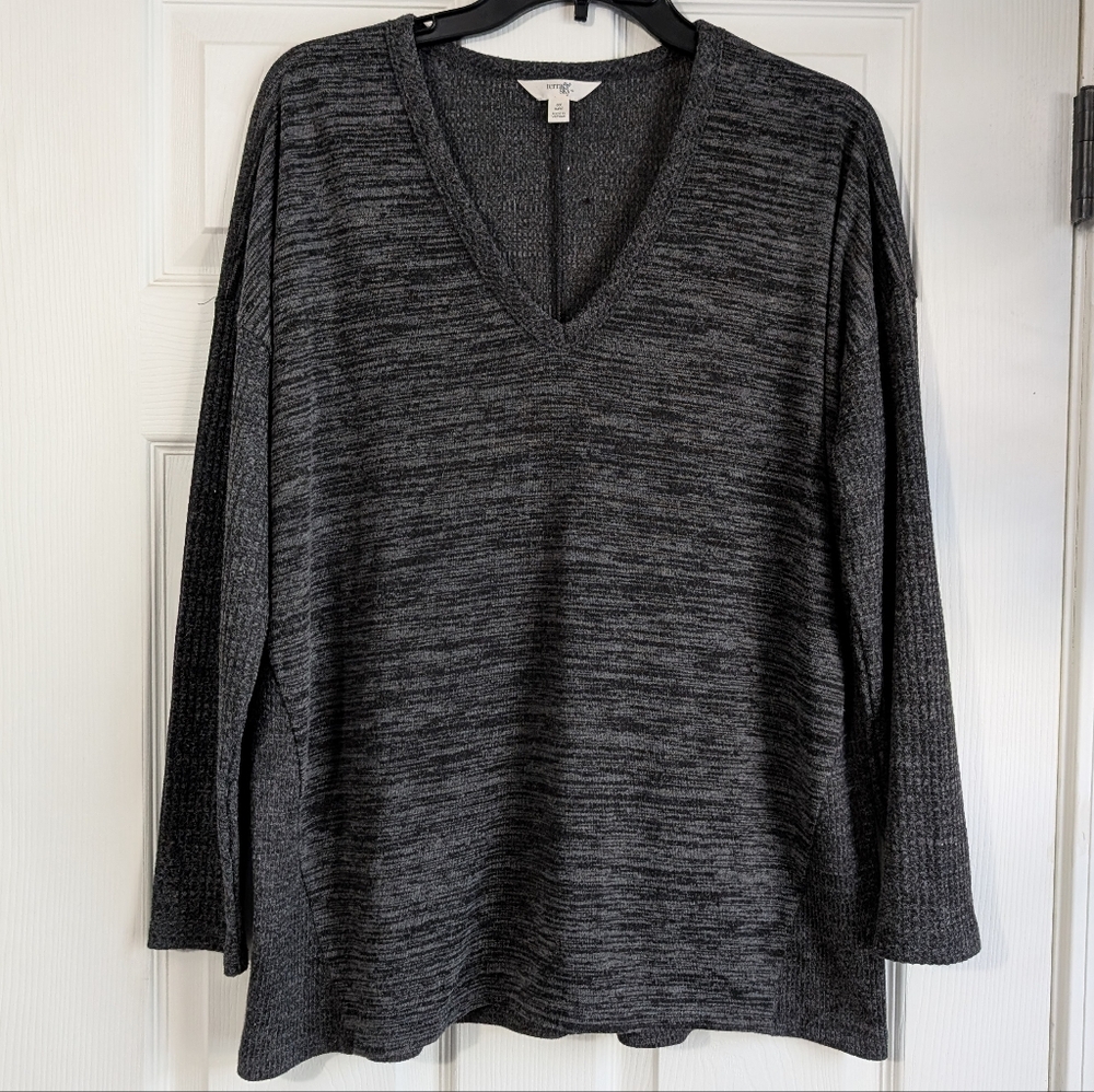 Terra & Sky Mixed Media V-Neck Top Size 0X (14W)